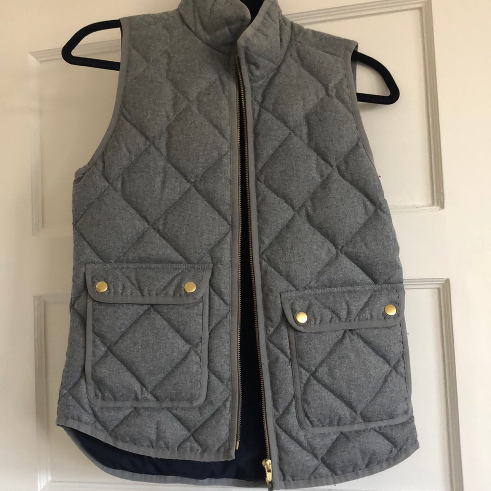 Light grey quilted J.Crew vest